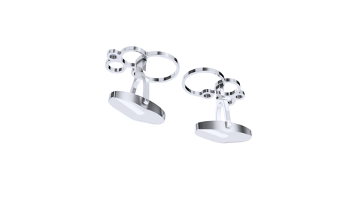 Pair of silver champagne bubble cufflinks on a white background