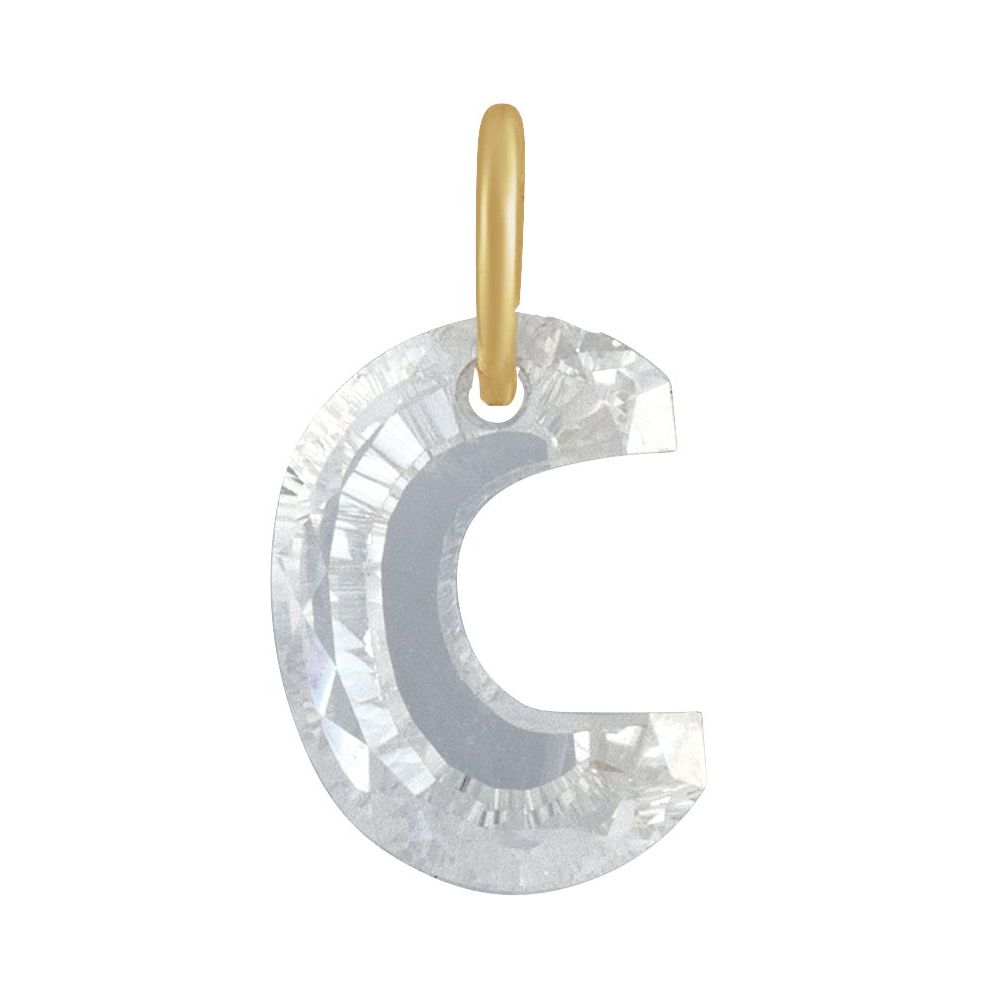 Diamond Letter C Pendant with gold O Ring