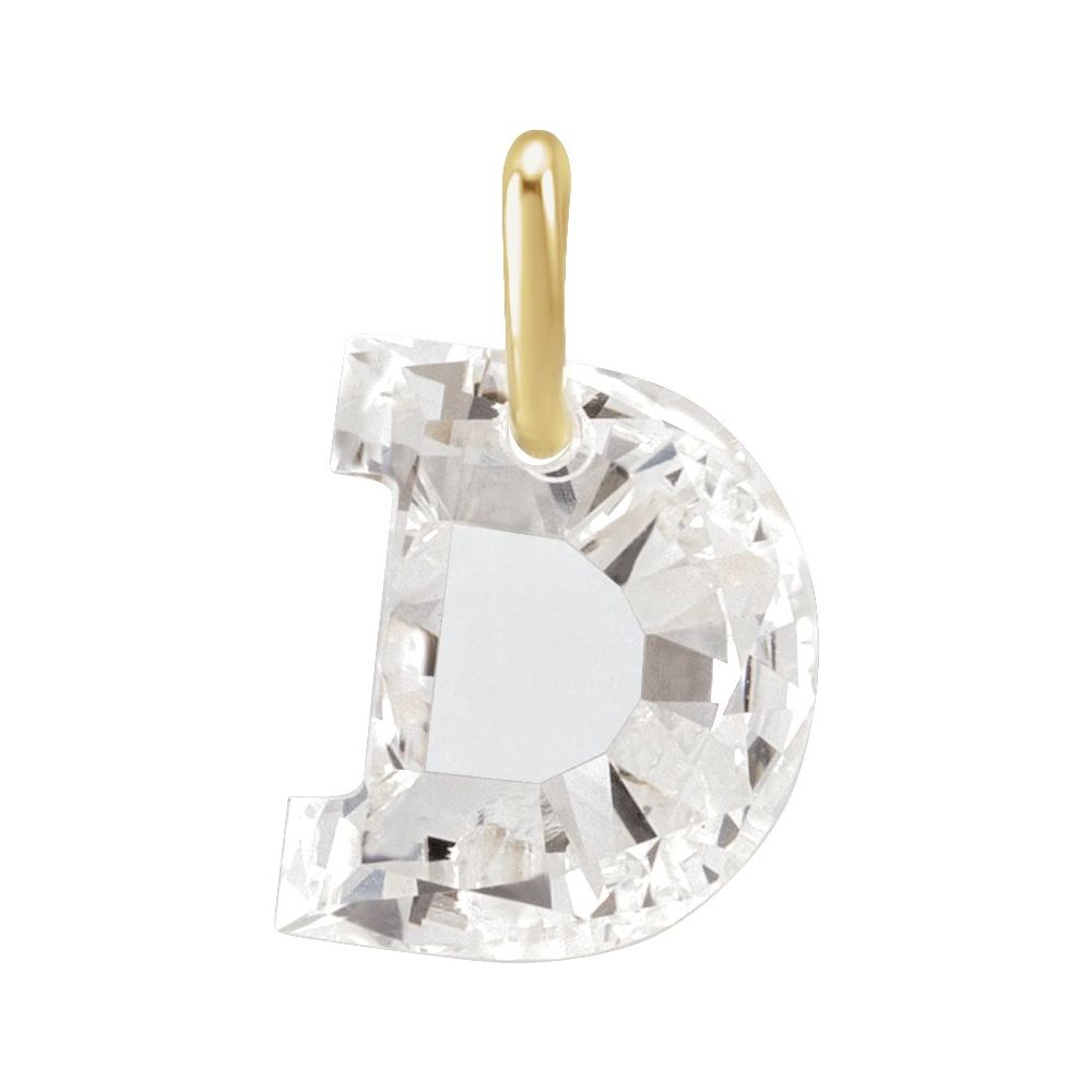 Diamond Letter D Pendant with gold O Ring