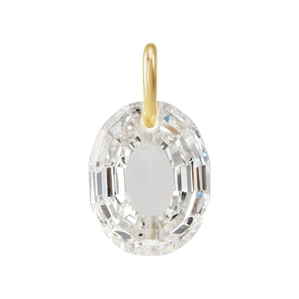 Diamond letter 'O' pendant with gold O-Ring on a white background