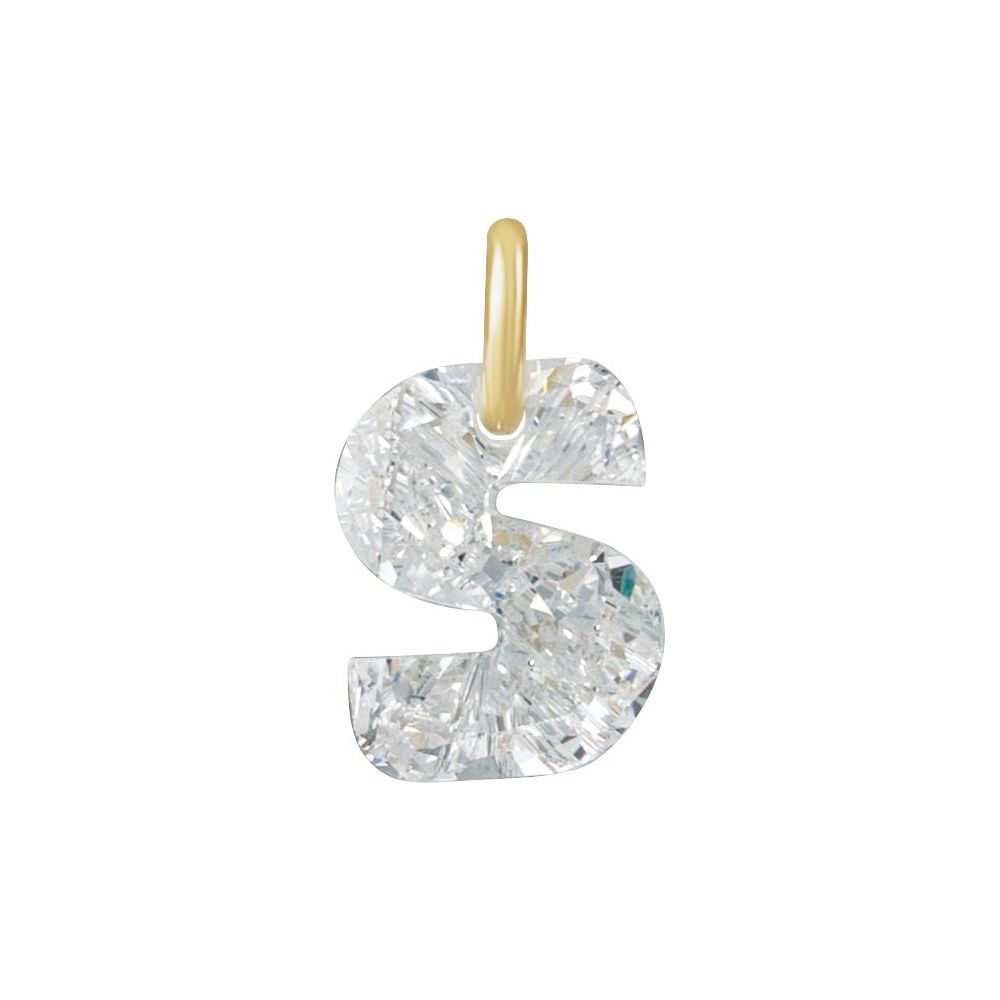 Diamond letter 'S' pendant on a white background