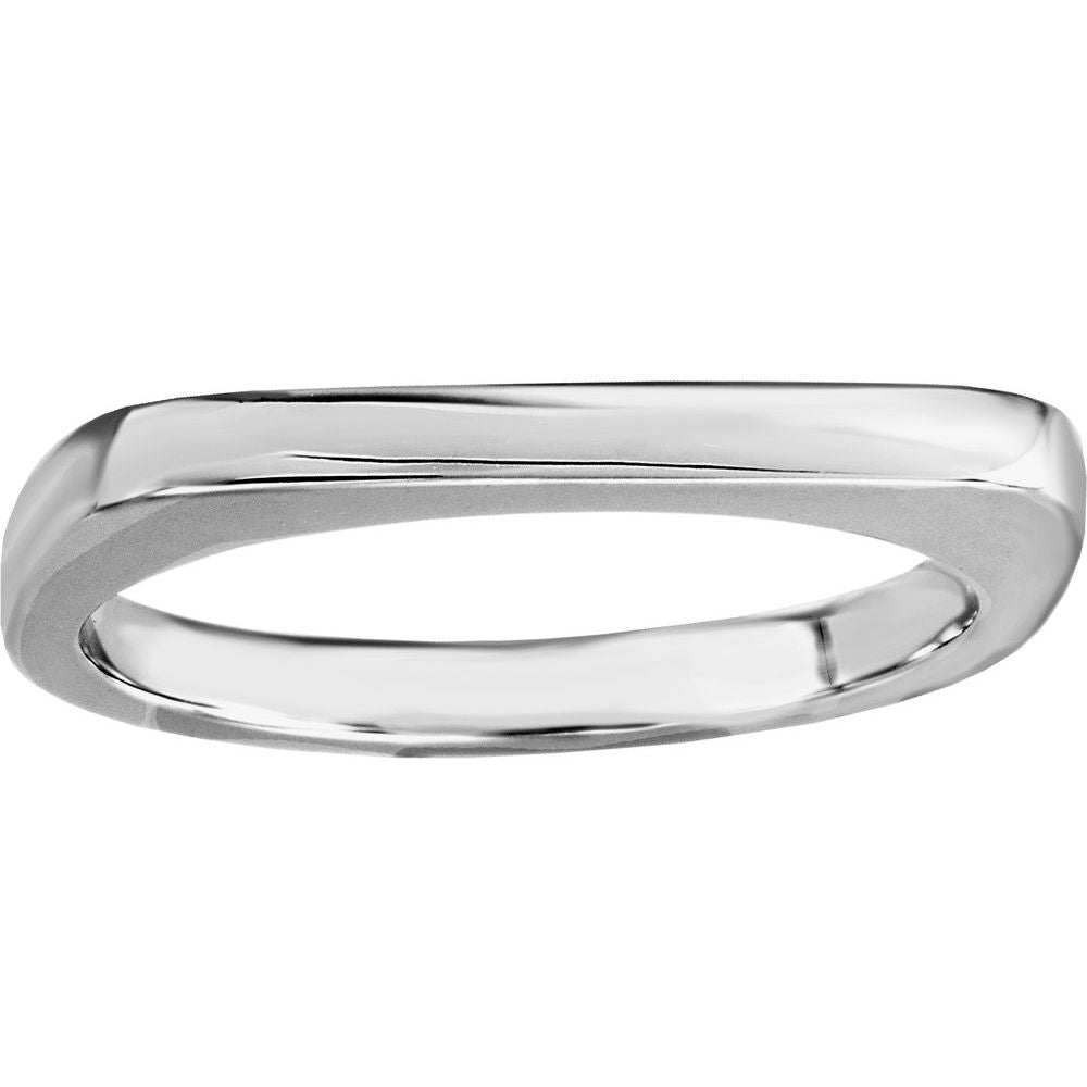 Silver ring with a smooth design on a white background
