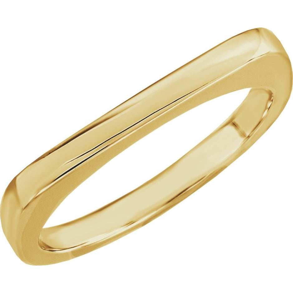 Gold flat top ring on a white background