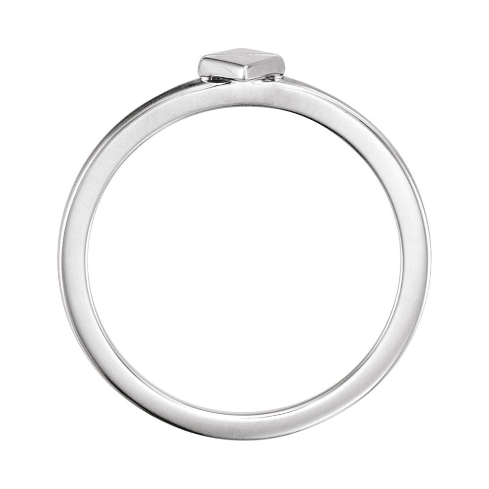 Silver triangle ring on a white background