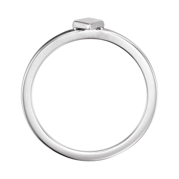 Silver triangle ring on a white background