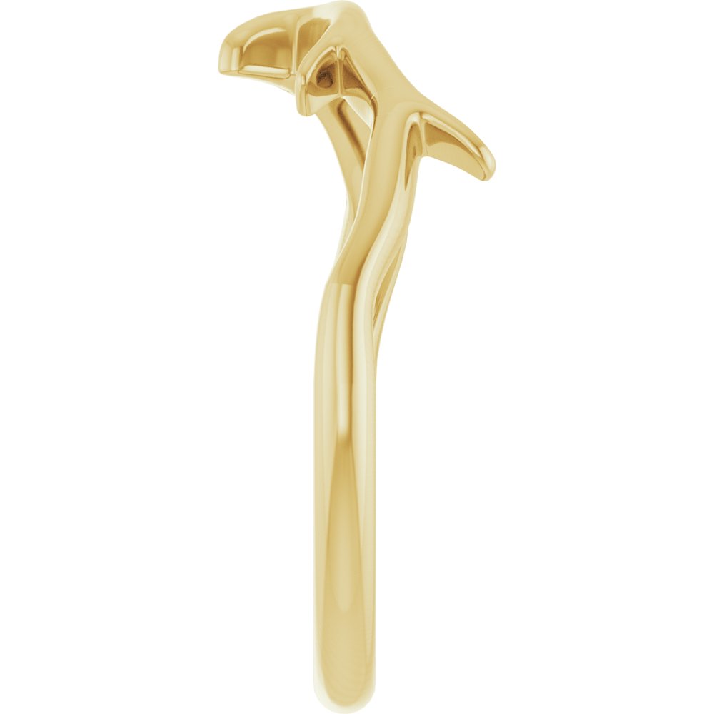 Gold branch ring on a white background side profile