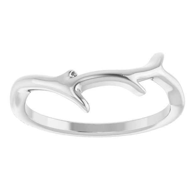 Silver Branch Shaped Ring With a White Background