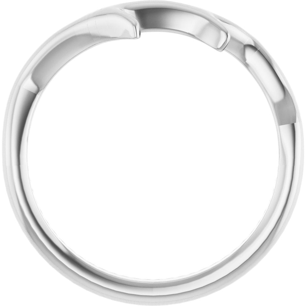 Silver branch shaped ring on a white background side profile