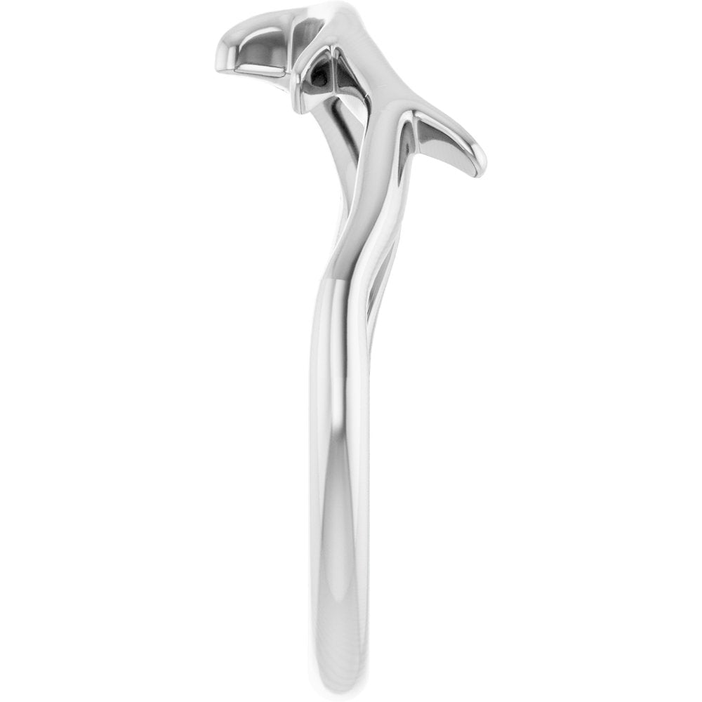 Silver branch shaped ring on a white background