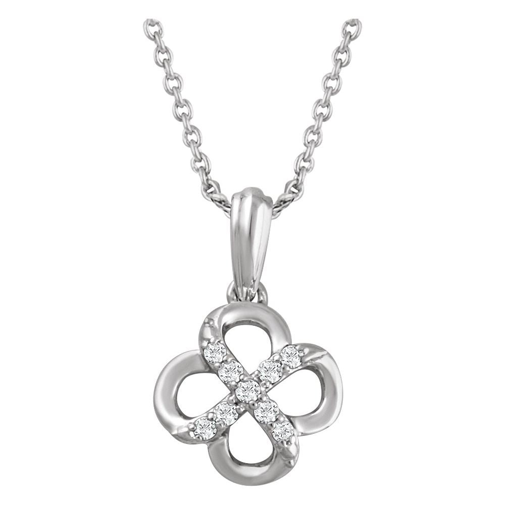 4 leaf luck clover pendant in sterling silver with .8 CTW diamonds