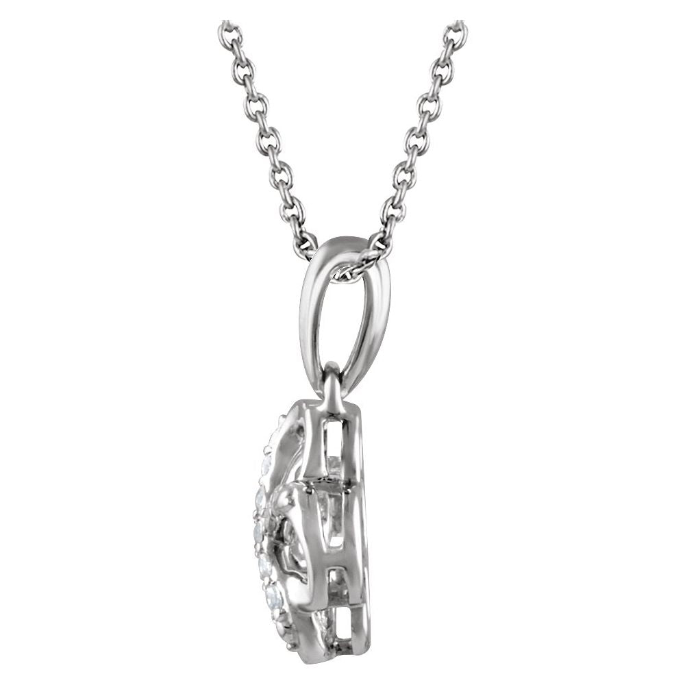 4 leaf luck clover pendant in sterling silver with .8 CTW diamonds side profile