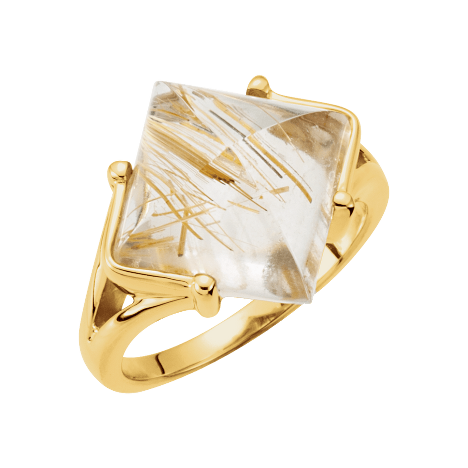 Gold Ring With Rutilated Quartz