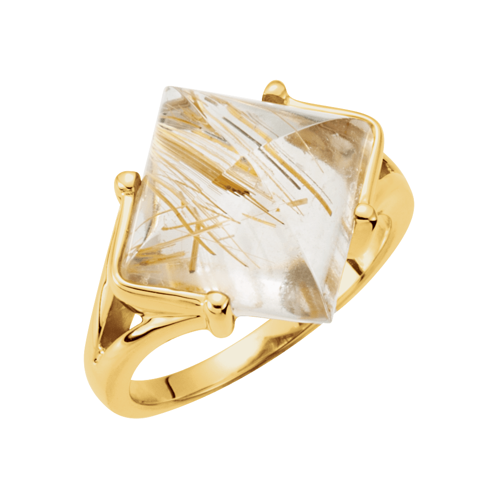 Gold Ring With Rutilated Quartz
