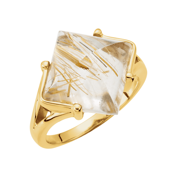Gold Ring With Rutilated Quartz