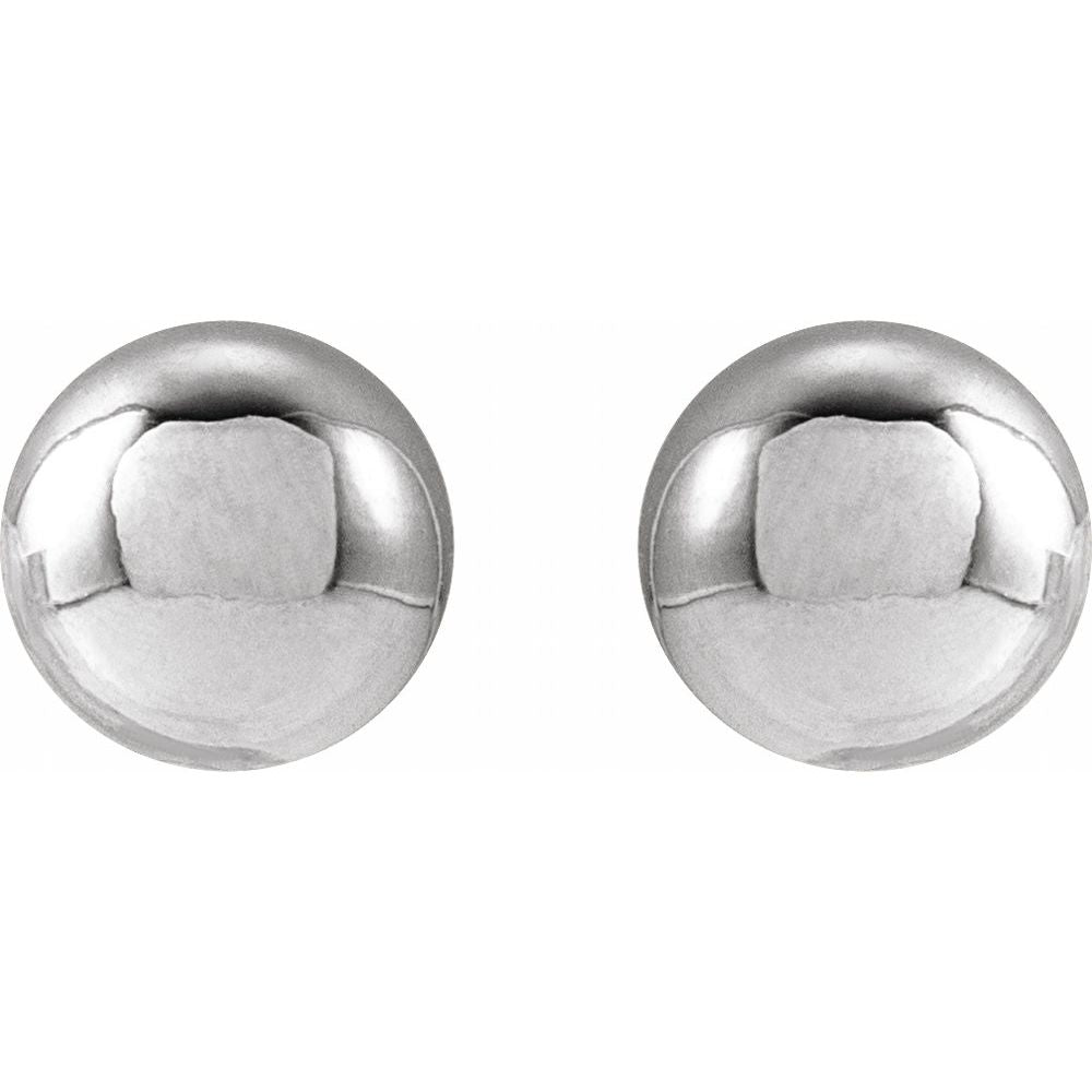 Pair of silver round earrings on a white background