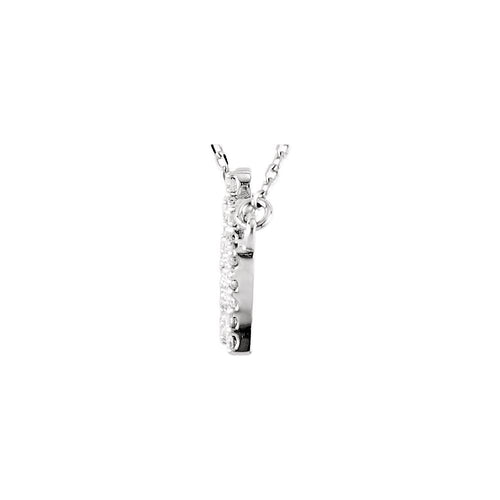 14k white gold crown pendant with diamonds on white background