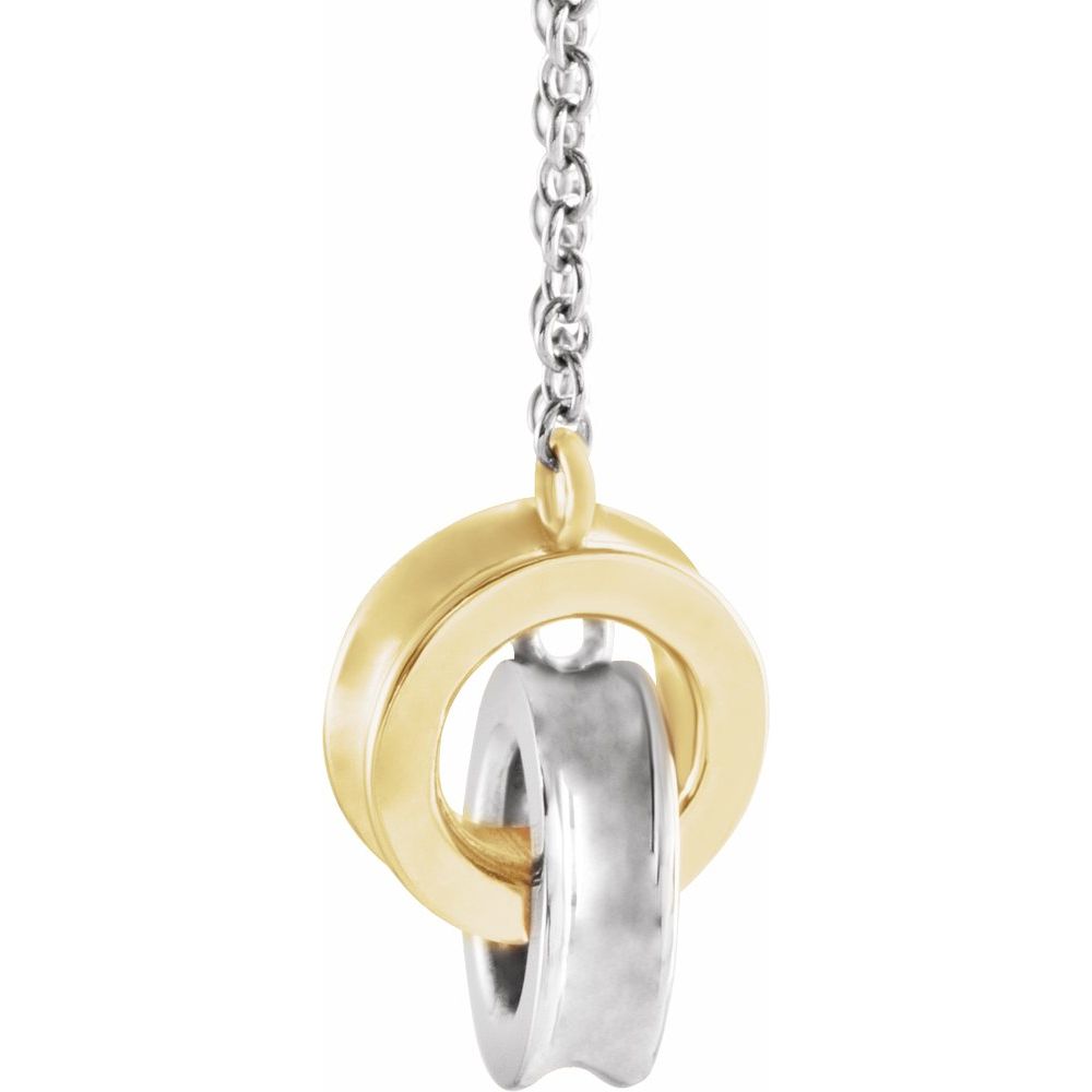 Two Tone This and That Interlocking Circle Necklace
