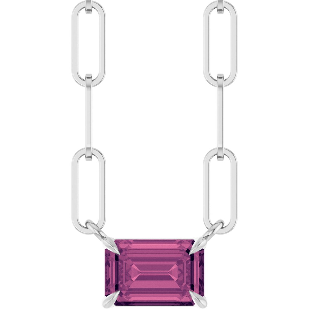 Sterling Silver Pink Tourmaline Birthstone Necklace