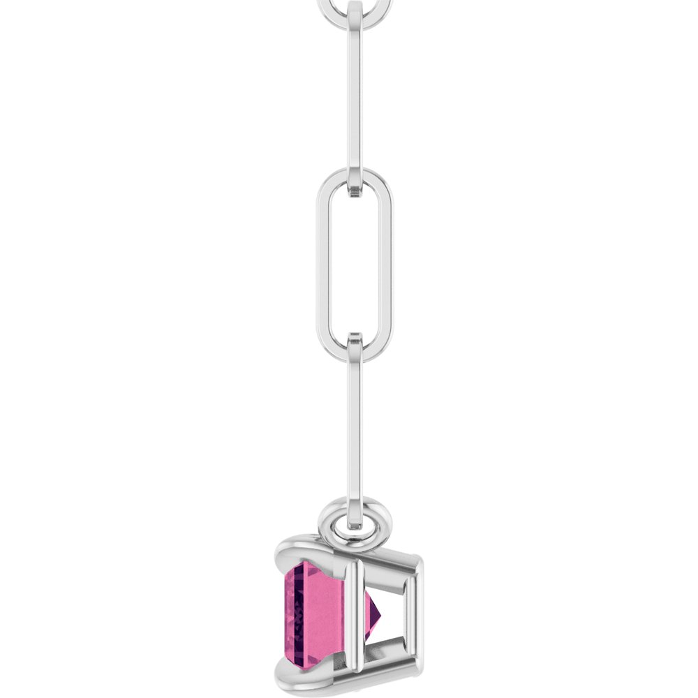 Pink Tourmaline Birthstone Necklace Sterling Silver