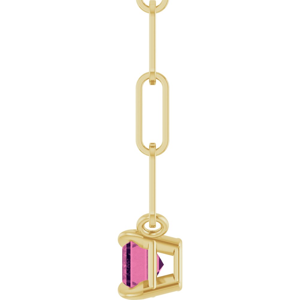 Pink Tourmaline Birthstone Necklace 14k Gold