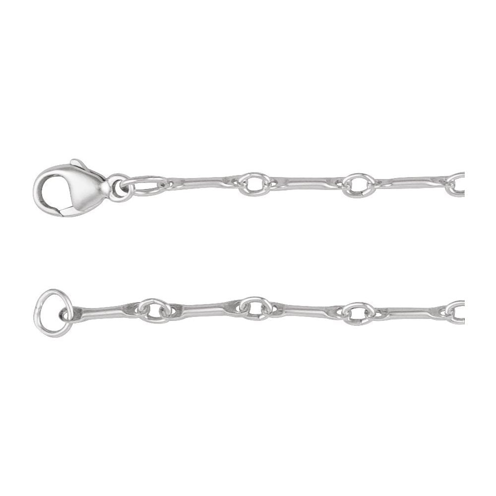 Silver Bar Link Chain Lobster Clasp
