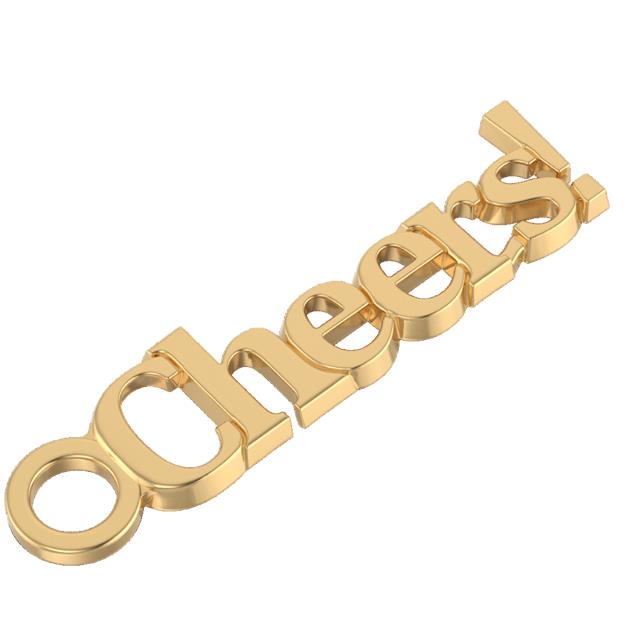Gold 'Cheers!' charm for charm bracelet