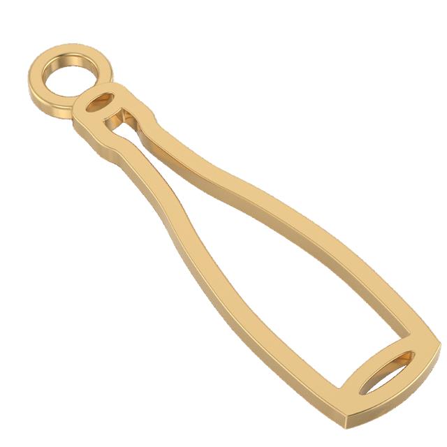Gold champagne bottle shaped charm for charm bracelet