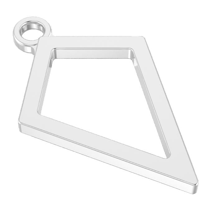 Silver Diamond shaped charm for charm bracelet on a white background