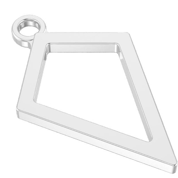 Silver Diamond shaped charm for charm bracelet on a white background
