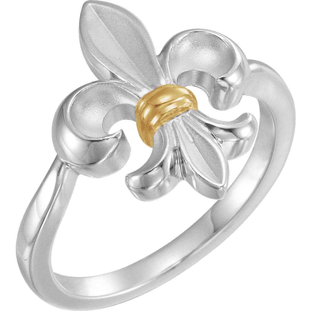 Two Tone Fleur De Lis Ring