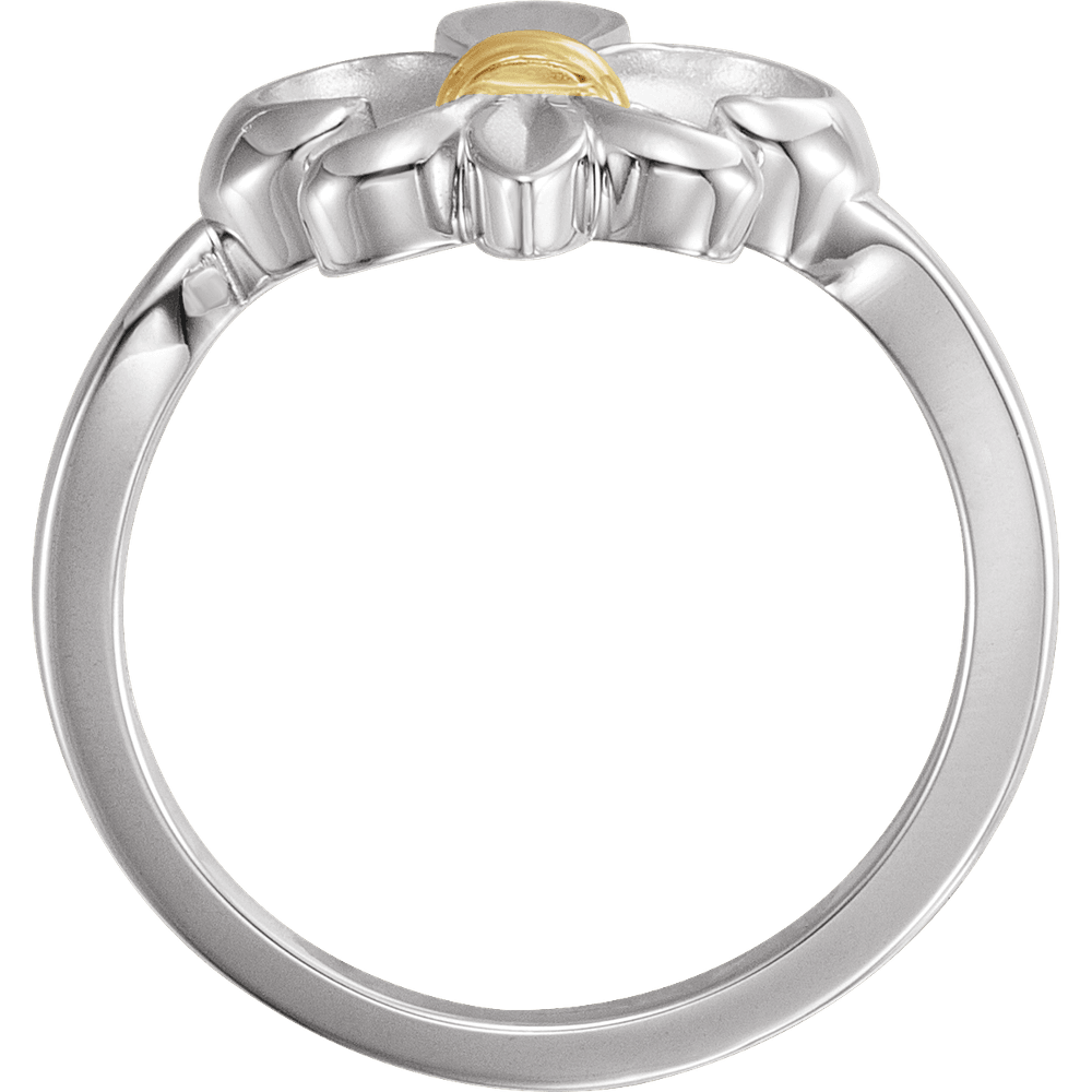 Two Tone Fleur De Lis Ring Side Profile