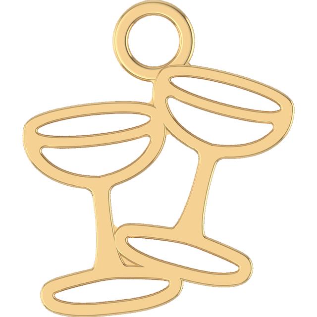 14k gold champagne coup shaped charm for charm bracelet
