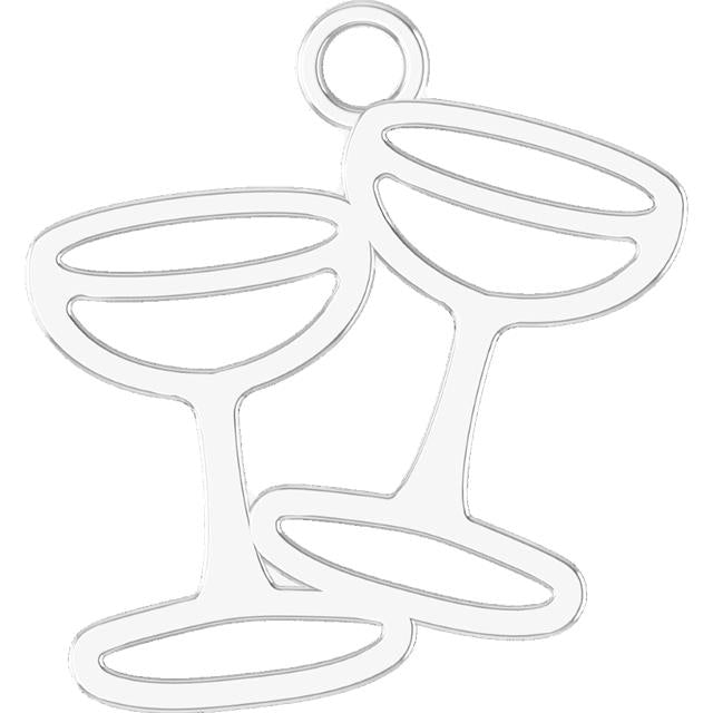 silver champagne coup shaped charm for charm bracelet
