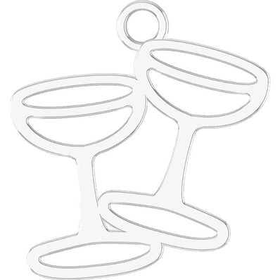 silver champagne coup shaped charm for charm bracelet