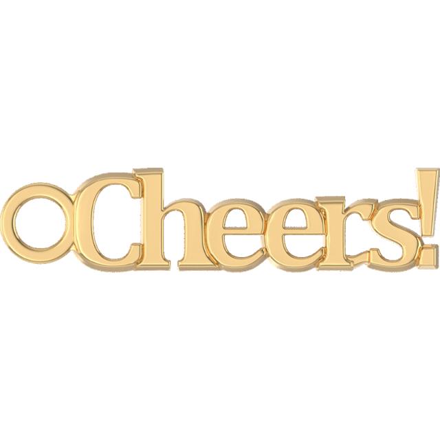 Gold 'Cheers!' charm for charm bracelet