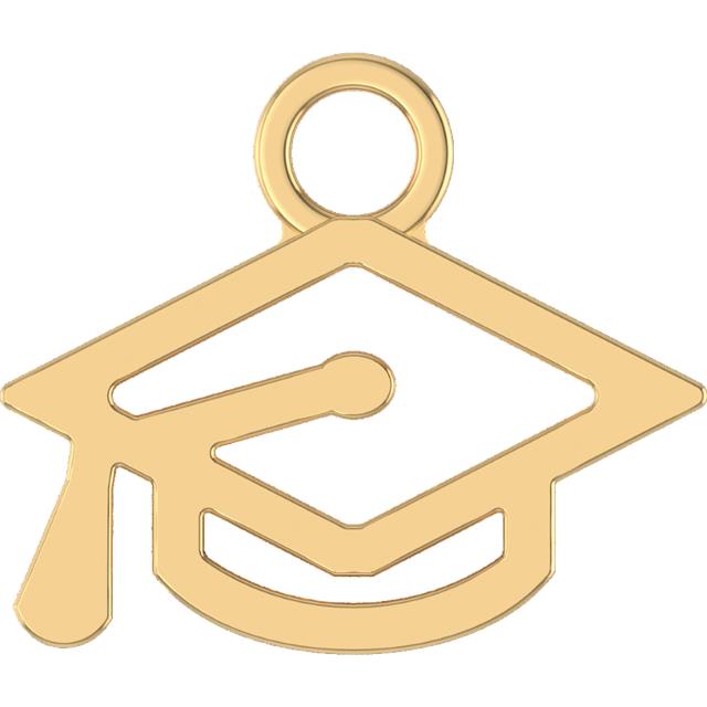 Gold graduation cap pendant on a white background