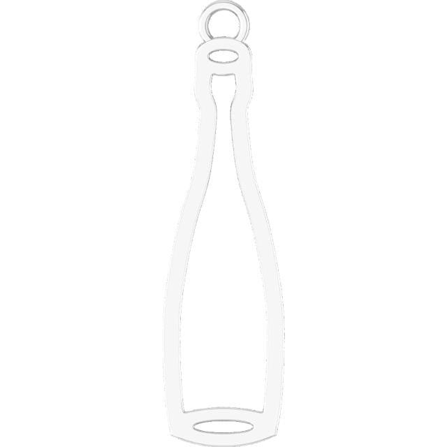 Silver champagne bottle shaped charm for charm bracelet