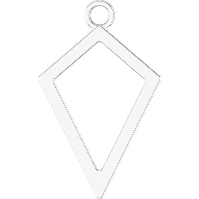 Clear diamond-shaped pendant with a hanging loop on a white background