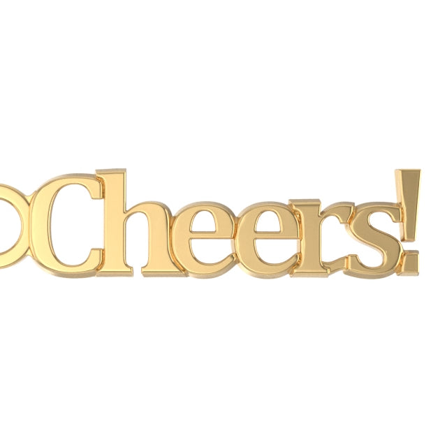 Gold 'Cheers!' charm for charm bracelet