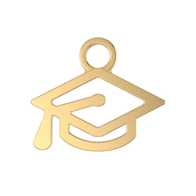 Gold Graduate cap charm for charm bracelet with white background