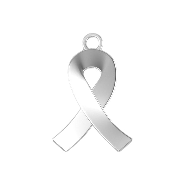 Silver cancer awareness ribbon charm on a white background video
