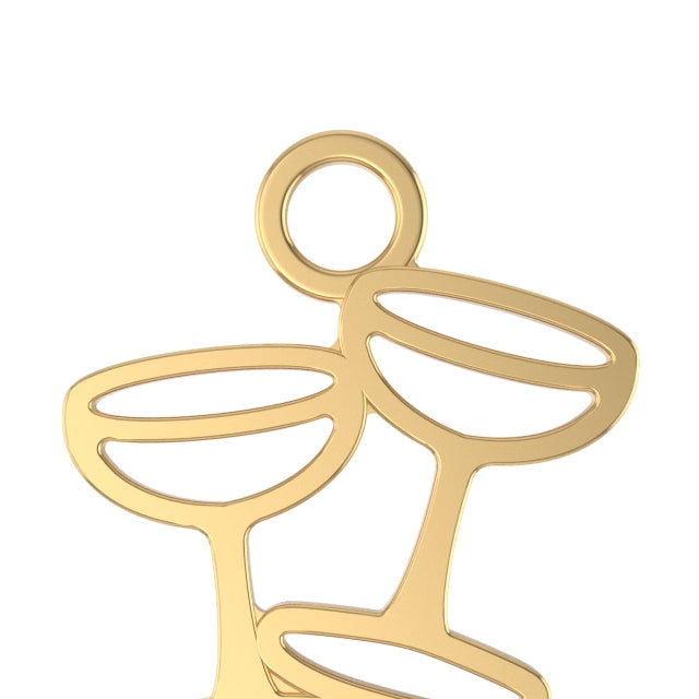 14k gold champagne coup shaped charm for charm bracelet