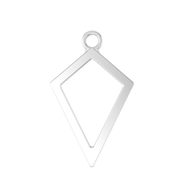 Silver Diamond Shaped Charm for Charm Bracelet on White background
