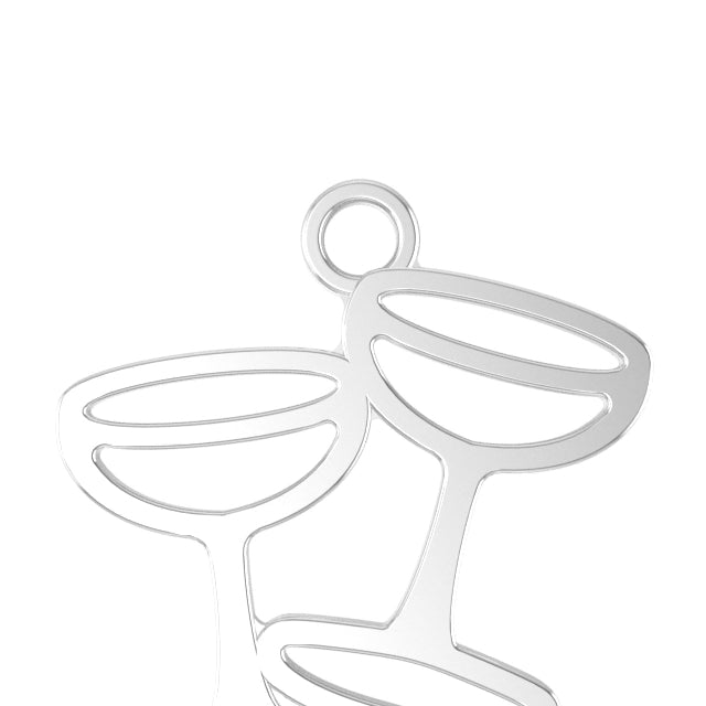 Sterling silver champagne coup shaped charm for charm bracelet